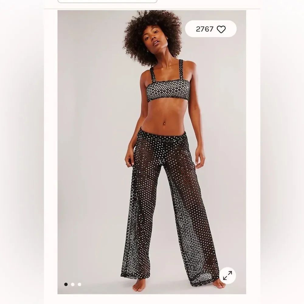 FP x EastNWestLabel Mirror Sequin Sheer Pants Color: Midnight Obsidian
